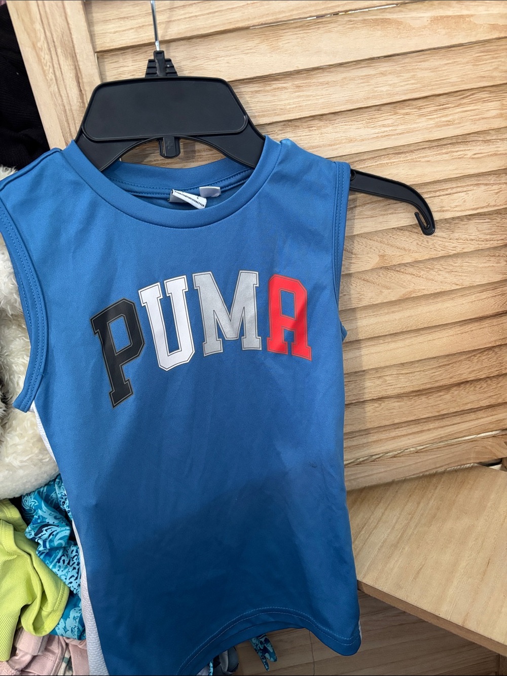 Puma Boys Blue Graphic Athletic Tank with Contrasting Lettering 5